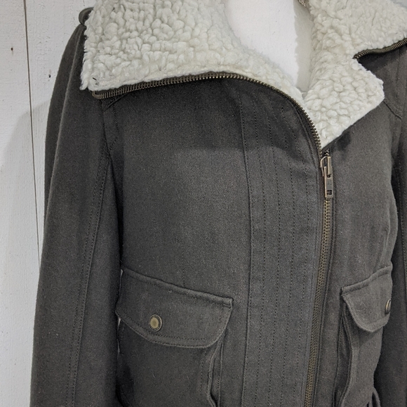 American Eagle Army Green Wool Bomber Coat - Picture 10 of 16